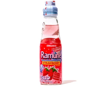 Sangaria Ramune Carbonated Soft Drink Strawberry Flavor (200mL)